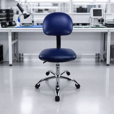 ブルーESD PUレザー クリーンルームチェア 510-700mm 調節可能 電子組立用