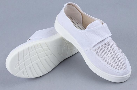 PUのキャンバス34-46のクリーンルームEsdの靴ヴェルクロと通気性の3つの側面